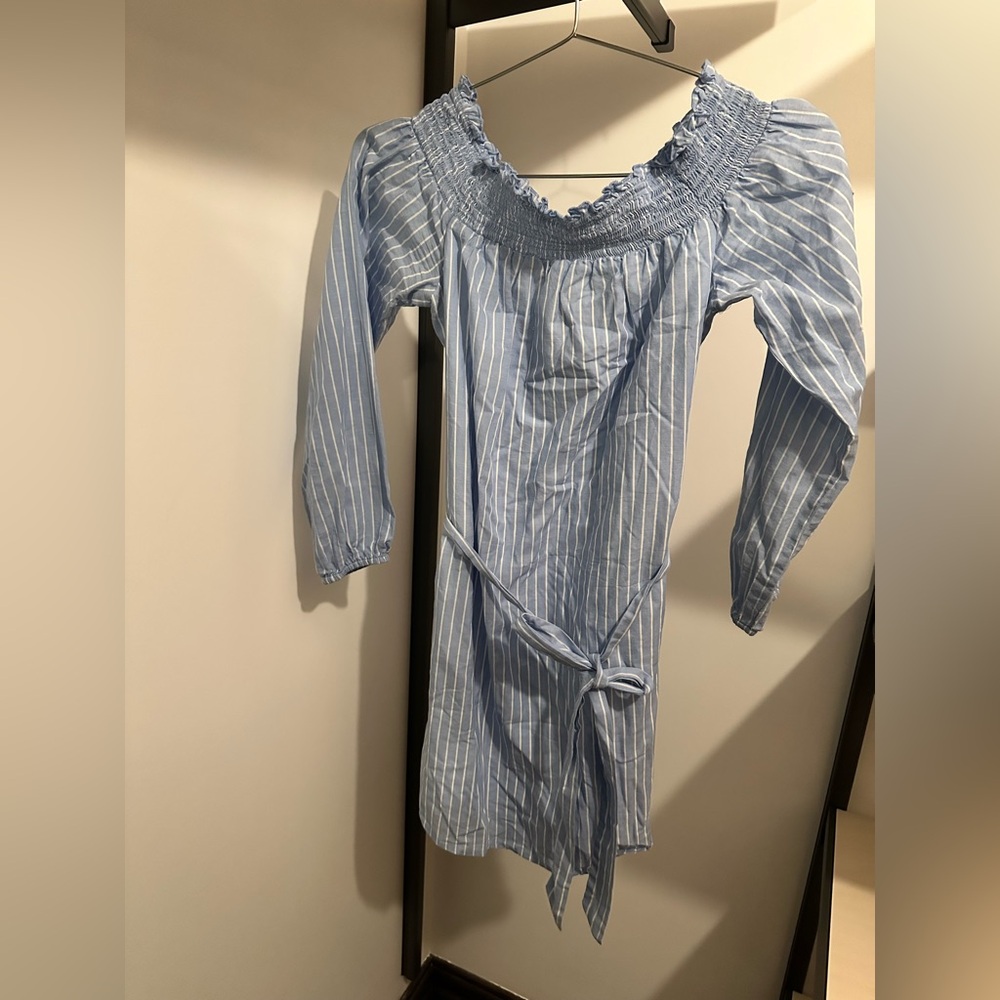 Express Sky Blue Ruffled Dress